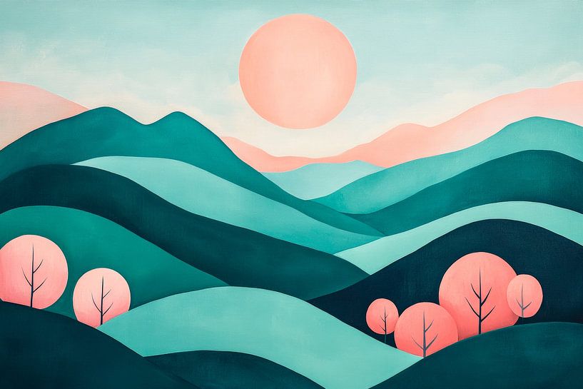Des collines douces sous un soleil éclatant par Poster Art Shop