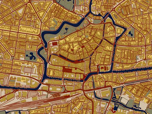 Plan du centre de Leeuwarden dans le style de Gustav Klimt