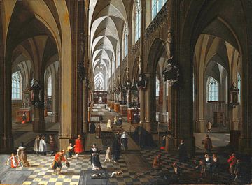 Peeter Neeffs, Intérieur de la cathédrale d'Anvers, 1651 huile sur toile sur Atelier Liesjes