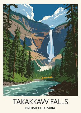 Vintage Travel Takakkaw Falls British Columbia by Vicky Hanggara