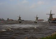 The Zaanse Schans braving the storm on the banks of the Zaan. by Zaankanteropavontuur thumbnail