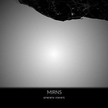 Zwart-witte landkaart van Mirns, Fryslan. van Rezona