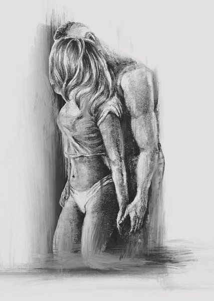 Fragile and tender Loved ones greyscale by Krista Kitsz Art