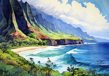 Hawaï Landschap van Abstract Schilderij