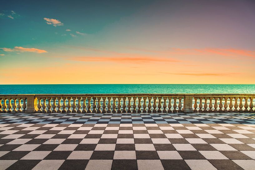 Mascagni terrace at sunset. Livorno, Tuscany, Italy by Stefano Orazzini