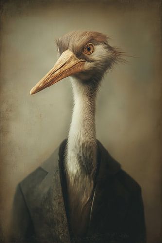 Kraanvogel in kleding