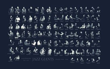 Jazz muzikanten in Blue Note kleur - saxofoon en piano. van Borgo San Bernardo