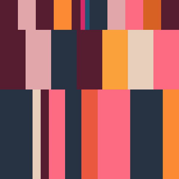 Heldere strepen. Veelkleurige kunst in retrokleuren nr. 1 van Dina Dankers