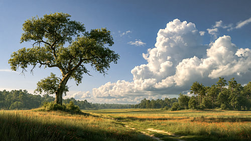 Chêne majestueux devant des nuages d'été sur Max Steinwald