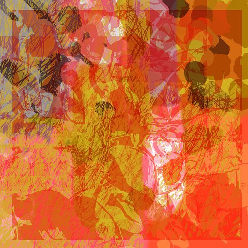 Kleurrijke abstracte botanische kunst. Warme herinneringen.