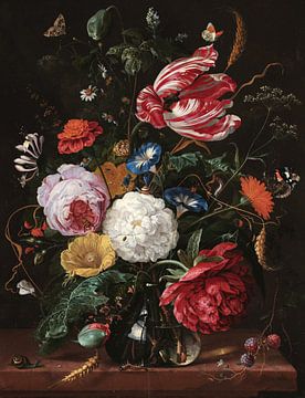 Stilleven met bloemen in een glazen vaas, Jan Davidsz. de Heem