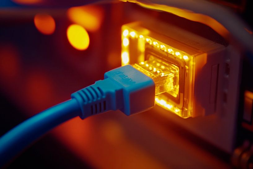 Network cable with light stroke in action by Poster Art Shop
