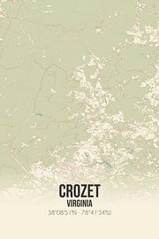 Carte ancienne de Crozet (Virginie), USA. sur Affiches de lieux