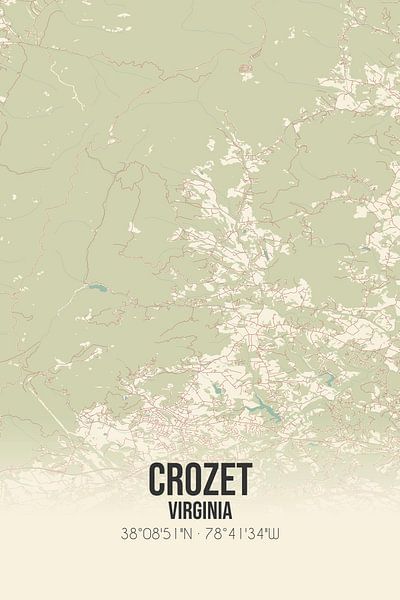 Vintage map of Crozet (Virginia), USA. by Prints of Place