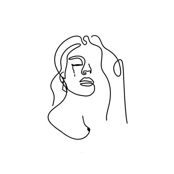 Line Art - The Crying Girl by OEVER.ART