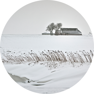 Eenzame boerderij in de sneeuw van Frans Lemmens