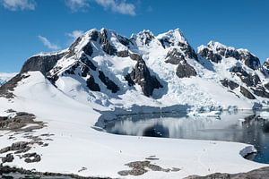 Snow-covered mountain landscape in Antarctica