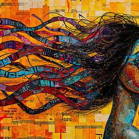 vrouw portret | Haar Als Muziekscore van Kunst Kriebels