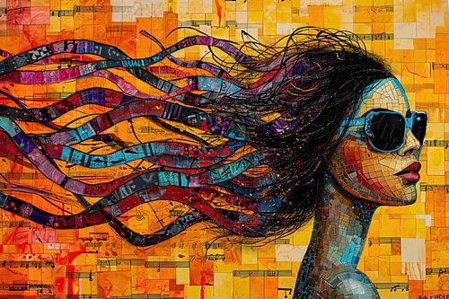 Portrait of a woman | Her Hair Like a Musical Score by Art Whims