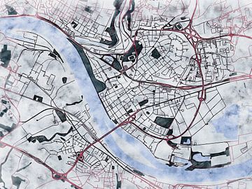 Kaart van Neuwied in de stijl 'White Winter' van Maporia
