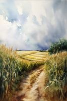 Aquarell Maisfeld