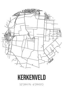 Kerkenveld (Drenthe) | Carte | Noir et blanc sur Rezona