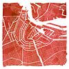 Amsterdam nord et sud | Plan de la ville rouge Carré avec cadre blanc sur Cartes du monde boutique