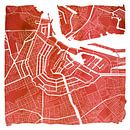 Amsterdam nord et sud | Plan de la ville rouge Carré avec cadre blanc par WereldkaartenShop Aperçu