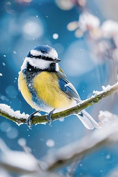 Pimpelmees in de winter van Christian Müringer