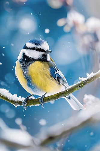 Blue tit in winter