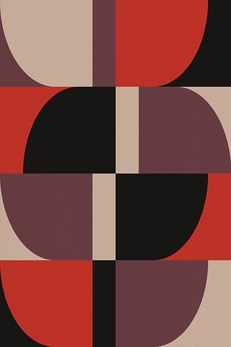 Mid-century stijl kunst met warme kleuren