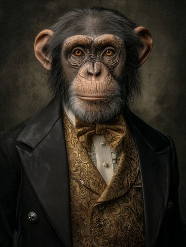 Onderscheiden aap in historisch gala-uniform - adellijk portret