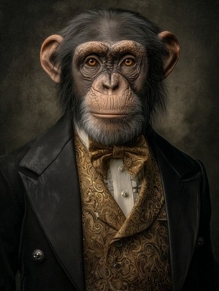 Distinguished monkey in historical gala uniform - noble portrait by MArt