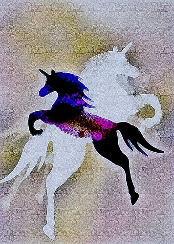 Eenhoorns leven in regenbogen