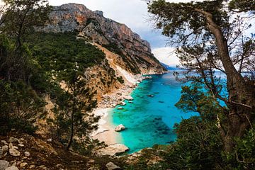 Baai in Sardinië, strand met helder blauw water  Italië van Yvette Baur