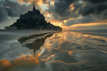 Le Mont Saint Michel in the evening by Mathias Ulrich