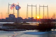 Zonsondergang bij de Electrabel centrale 2/2 te Nijmegen van Anton de Zeeuw thumbnail