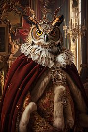 Hibou - Portrait d'animal baroque avec couronne sur Poster Art Shop