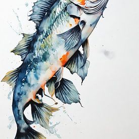 Poisson abstrait à l'aquarelle sur Brian Morgan