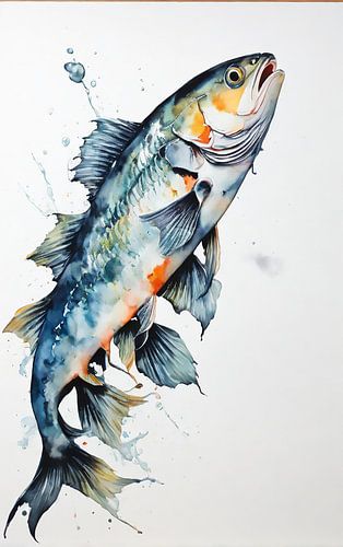 Abstract watercolour fish by Brian Morgan