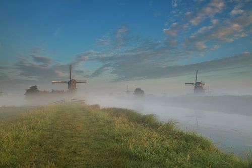 Morning fog in Kinderdijk