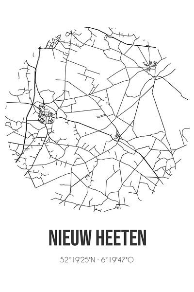 Nieuw Heeten (Overijssel) | Map | Black and White by Prints of Place