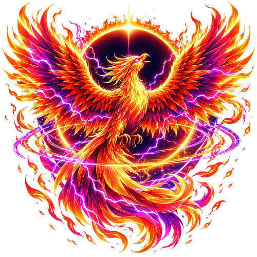 Majestic Sun: Phoenix Rising – Kunstwerk van de vurige, mythische vuurvogel