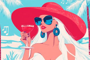 Zonnige momenten met een cocktail in het paradijs van Poster Art Shop