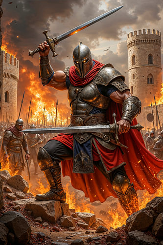 Dark Fantasy Wall Art & Poster: VALKRADOR – The mighty warrior in the conquered castle