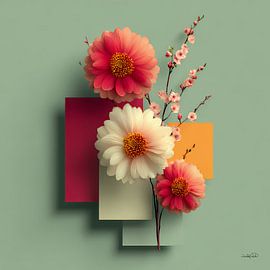 Abstract with flowers by Gelissen Artworks
