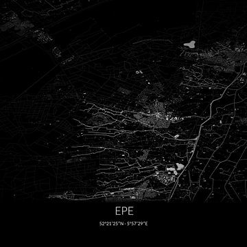 Zwart-witte landkaart van Epe, Gelderland. van Rezona