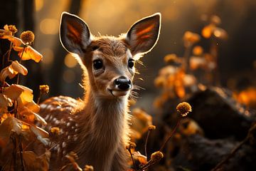 Junge Hirsche im Herbst von Dunto Venaar