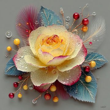 yellow flower with water and icing