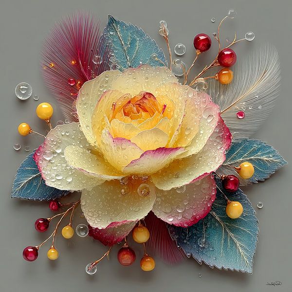 yellow flower with water and icing by Gelissen Artworks